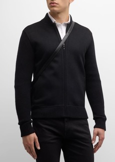 Neiman Marcus Men's Double-Face Cashmere Knit Bomber Jacket