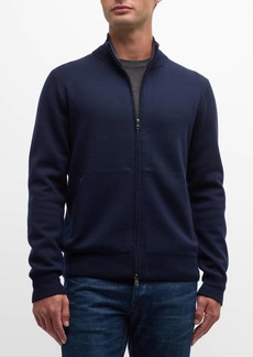Neiman Marcus Men's Double-Knit Wool Full-Zip Jacket