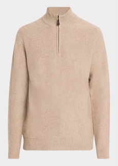 Neiman Marcus Men's Marled Cashmere Quarter-Zip Sweater