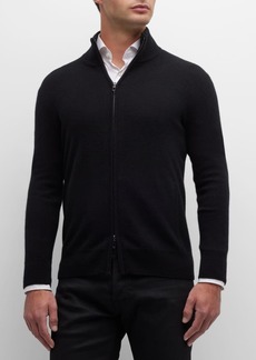 Neiman Marcus Men's Recycled Cashmere Full-Zip Sweater