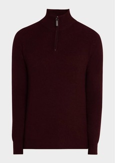 Neiman Marcus Men's Ribbed Wool-Cashmere Sweater