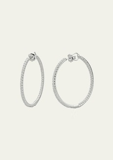 Neiman Marcus 18k White Gold Diamond Tennis Hoop Earrings