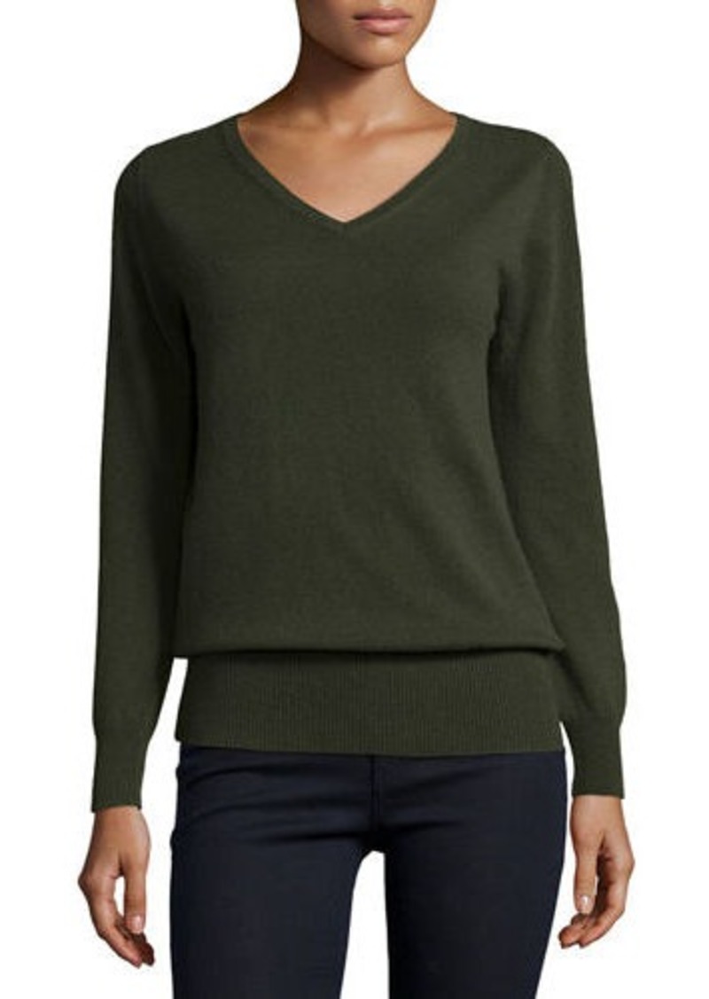 Neiman Marcus Neiman Marcus Cashmere Collection Long-Sleeve V-Neck