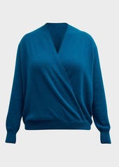 Neiman Marcus Plus Size Cashmere Faux Wrap Sweater