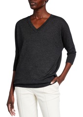 Neiman Marcus Superfine V-Neck Cashmere Dolman Sweater