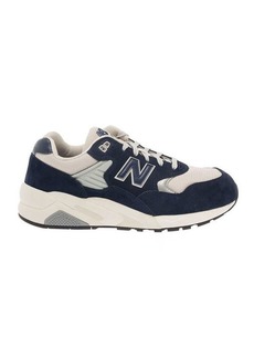New Balance Blue and White Low-Top Sneakers with Suede Inserts and Logo Patch in Leather Man