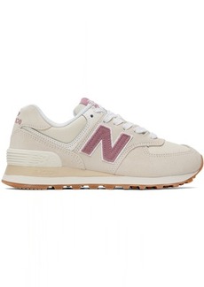 New Balance Beige & Pink 574 Sneakers