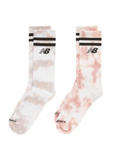 New Balance Drip Dye Stripe Crew Socks 2-Pack, Men's, Small/Medium, Pink