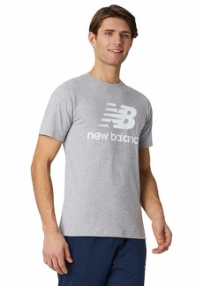 New Balance Men's NB Essentials Stacked Logo Short Sleeve Athletic Grey