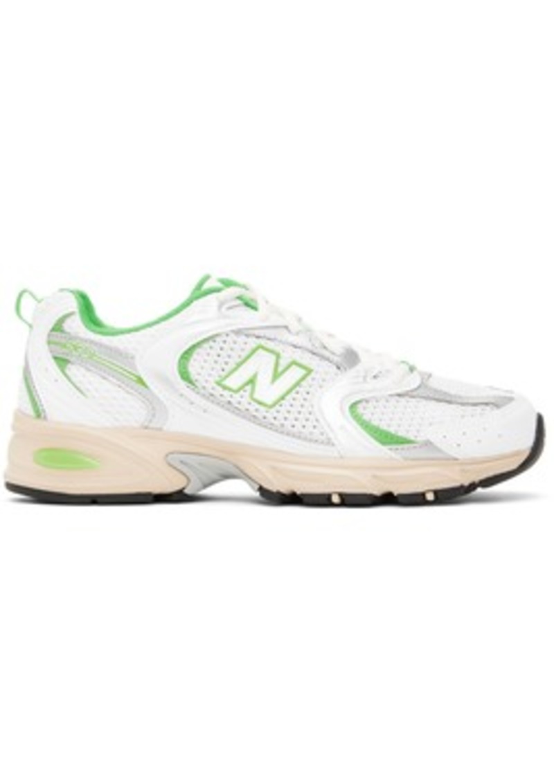 New Balance White & Green 530 Sneakers