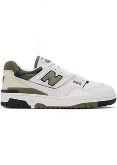 New Balance White & Khaki 550 Sneakers