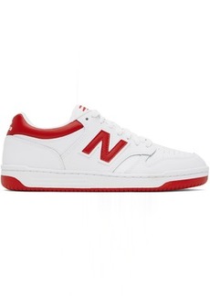 New Balance White & Red 480 Sneakers