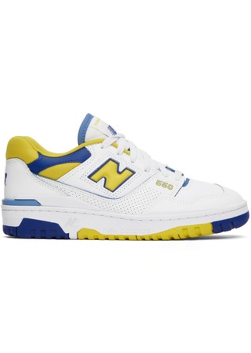 New Balance White & Yellow 550 Sneakers