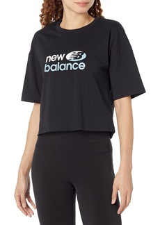 New Balance Women's Essentials Reimagined Dual Colored Cotton Jersey Boxy Short Sleeve