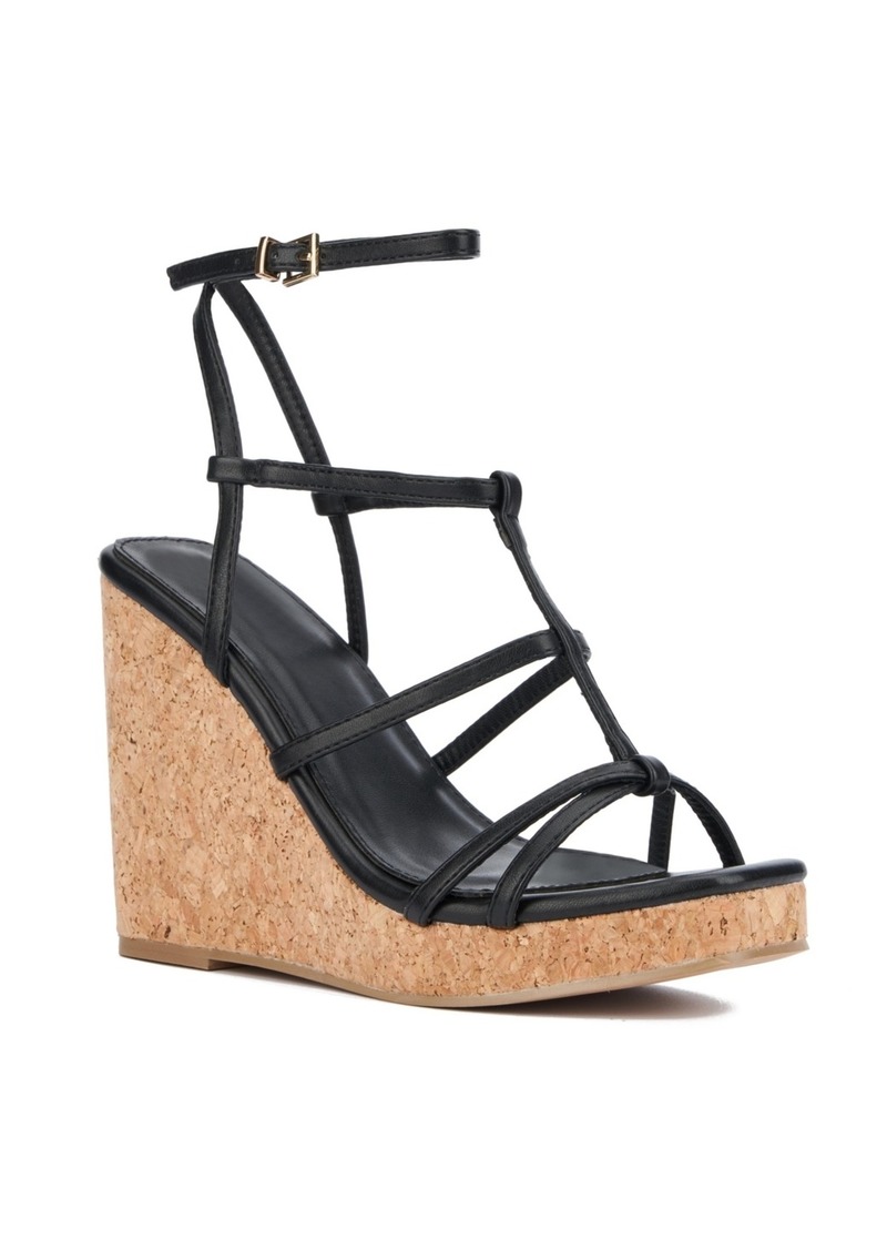 New York & Company Abla Women's Strappy Wedge Sandal - Black