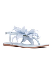 New York & Company Big Flower Women's T-Strap Sandal - Pastel blue