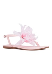 New York & Company Big Flower Women's T-Strap Sandal - Pastel blue