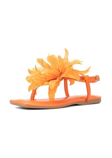 New York & Company Big Flower Women's T-Strap Sandal - Orange