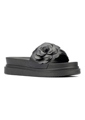 New York & Company Camellia Flower Women's Slides - Black