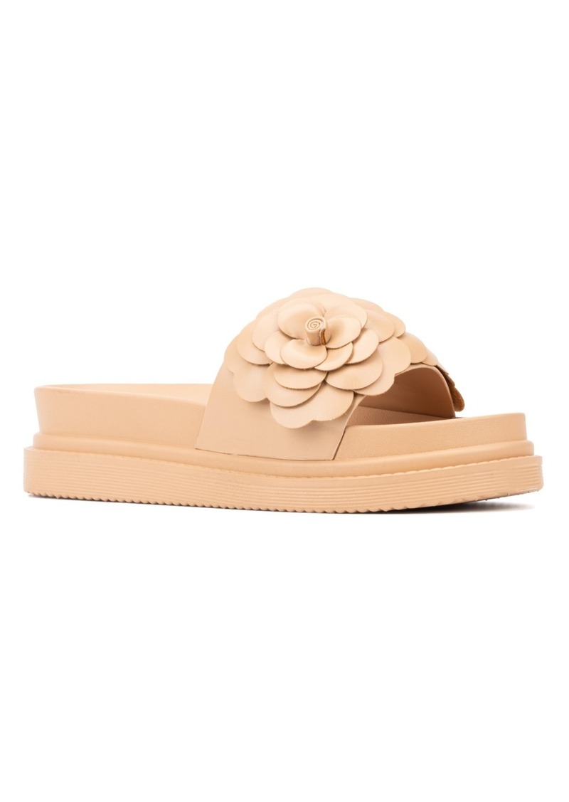 New York & Company Camellia Flower Women's Slides - Natural