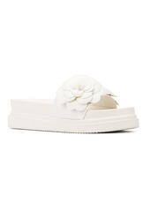 New York & Company Camellia Flower Women's Slides - White