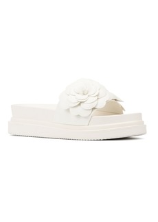 New York & Company Camellia Flower Women's Slides - White