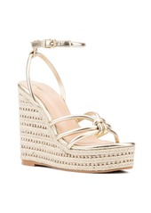 New York & Company Electra Women's Rhinestone Embedded Wedge Sandals - Gold