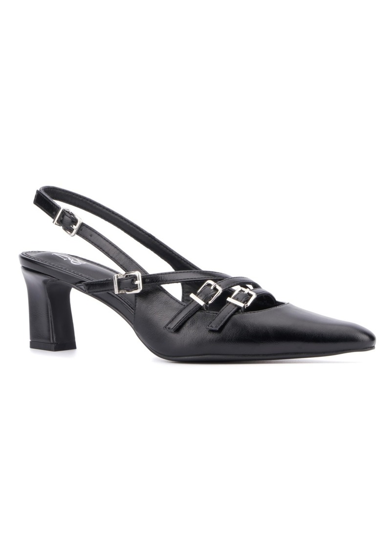 New York & Company Women's Imari Slingback Heels - Black metallic