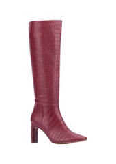 New York & Company Women's Isabelle Croc Embossed Knee-High Boots Dress Boots - Brown croco