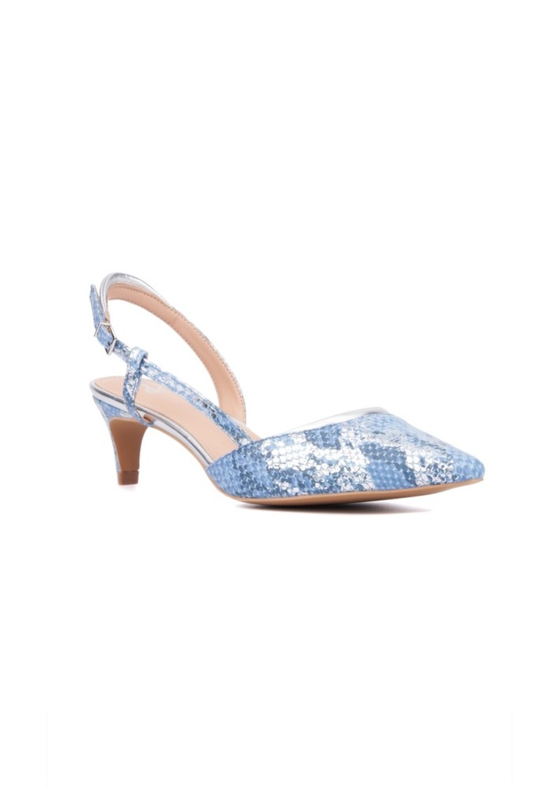 New York & Company Women's Karla Kitten Heel Sandals - Blue combo
