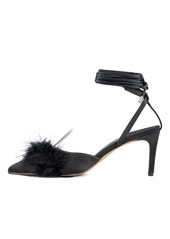 New York & Company Womens Saylor- Faux Feather Heel Sandal - Black