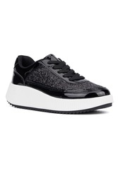 New York & Company Women's Tana Low Top Sneakers - Silver glitter