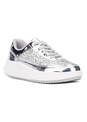 New York & Company Women's Tana Low Top Sneakers - Silver glitter