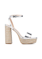 New York & Company Odalina Women's Raffia Platform Heel Sandals - Silver