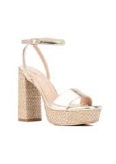 New York & Company Odalina Women's Raffia Platform Heel Sandals - Silver