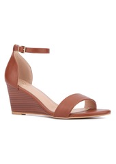 New York & Company Sharona Women's Ankle Wrap Wedge Sandals - Cognac smooth