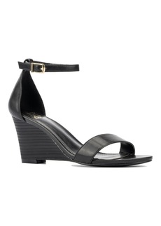 New York & Company Sharona Women's Ankle Wrap Wedge Sandals - Black