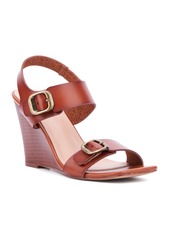 New York & Company Velma Women's 2 Band Buckle Wedge Sandals - Brown