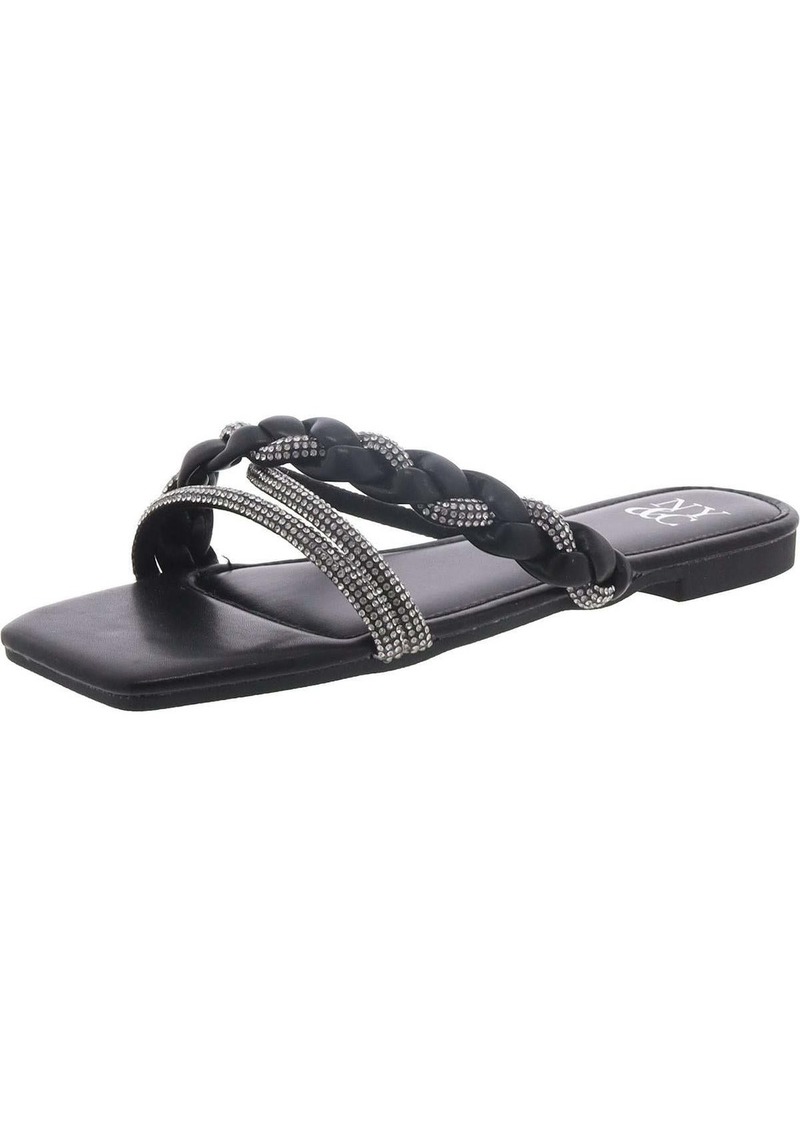 New York & Company Womens Braided Rhinestone Slide Sandals