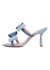 New York & Company Women's Dalila Bow Heel Sandal - Blue denim pu