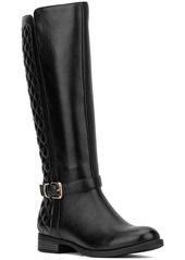 New York & Company Womens Faux Leather Quilted Knee-High Boots