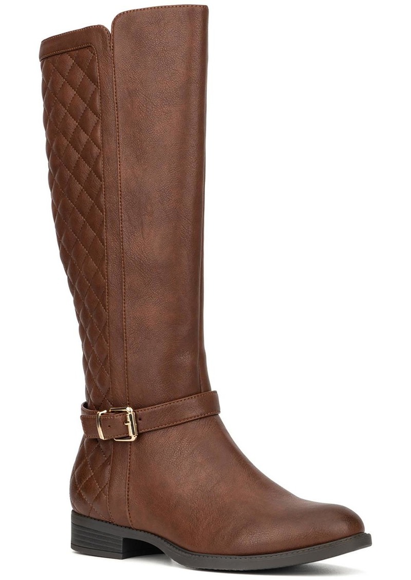 New York & Company Womens Faux Leather Quilted Knee-High Boots