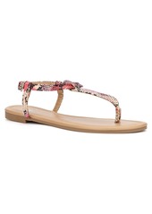 New York & Company Womens Faux Leather T-Strap Sandals