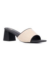 New York & Company Women's Felice Block Heel Sandal - Blue combo