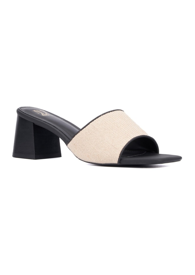 New York & Company Women's Felice Block Heel Sandal - Natural black