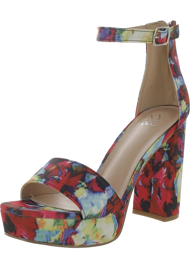 New York & Company Womens Floral Pattern Square Toe Platform Heels