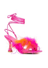 New York & Company Women's Georgia Lace up Heel Sandal - Pink/orange