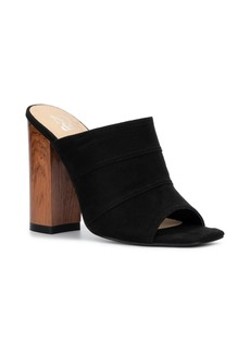 New York & Company Women's Lacinda Faux Suede Slide Heeled Sandal - Black
