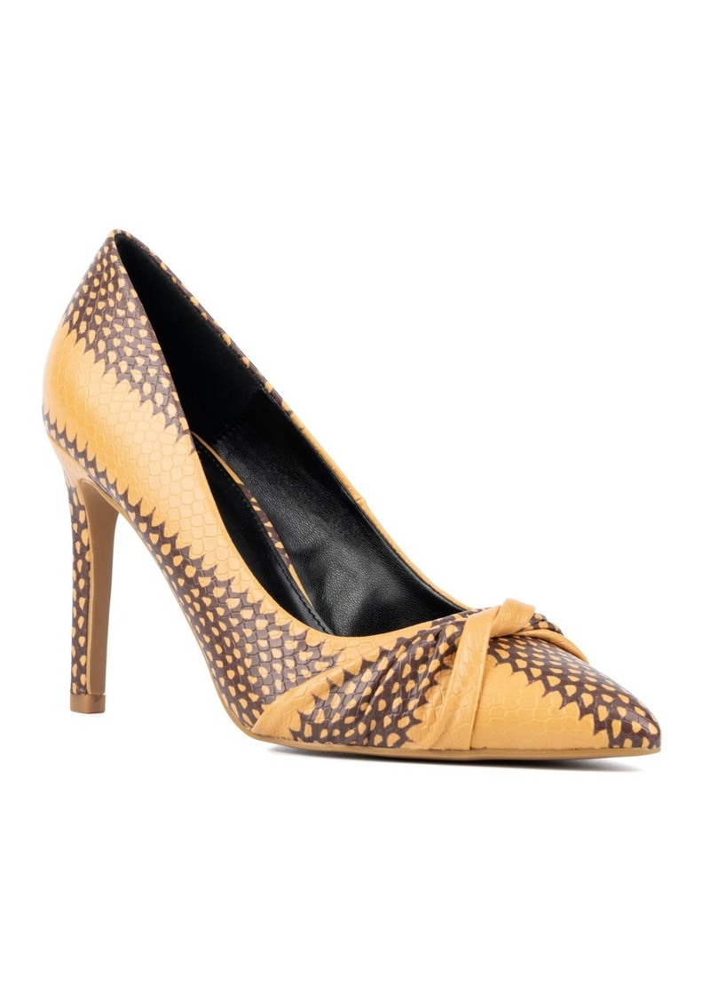 New York & Company Women's Monique- Knotted Pointy High Heels Pumps - Yellow snake