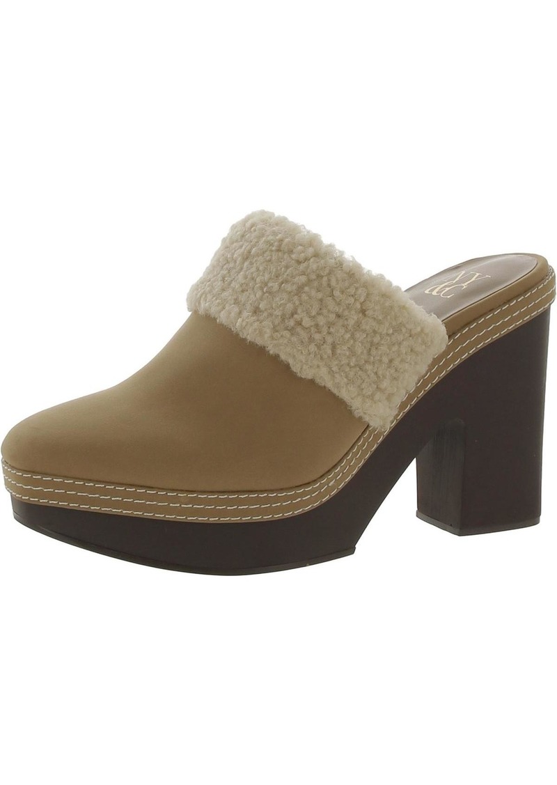 New York & Company Womens Mules Fox Fur Clogs